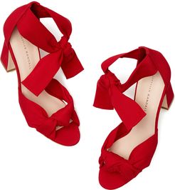 Nan Ankle-Tie Sandal in Bright Red, Size 6
