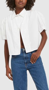 Lee Embroidered Button-Down Blouse in White, Size 2