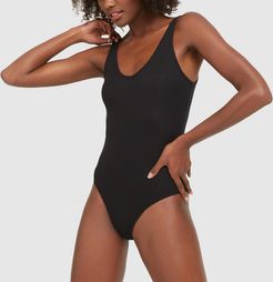 V-Neck Tank Bodysuit in Black, X-Small