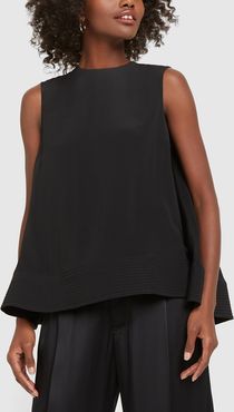Leya Silk Top in Black, Size UK 6