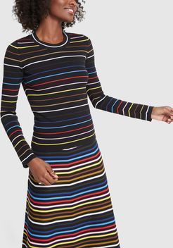 Multi Striped Pullover in Multicolor Stripes, X-Small