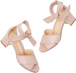 Bella Ankle-Wrap Block Heels in Petal Pink, Size IT 36