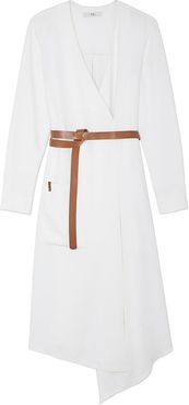 Drape Twill Mid Wrap Dress in White, Size 0