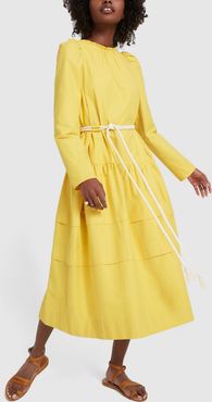 Robe Datcha Cotton Canvas Midi Dress in Yellow, Size 0