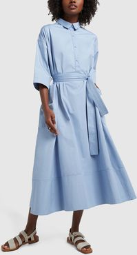 Sateen Short-Sleeve Midi Dress in Forever Blue, X-Small/Small