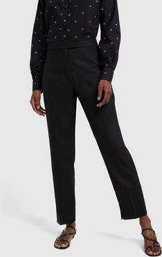 Marion Italian Wool Satin Pants in Black, Size FR 34