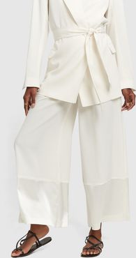 Stretch Crepe Tonal Pants in Ivory, X-Small