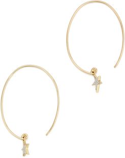 Diamond Star Charm Yellow-Gold Earrings in Yellow Gold/White Diamond