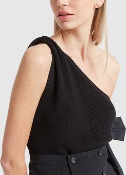 One-Shouldered Bow Top in Black, Size IT 40
