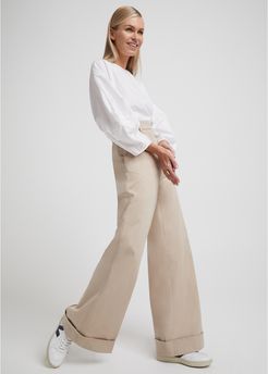 Patrick Wide-Cuff Pants in Khaki, Size 0