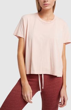 Oversized Cotton Tee in Blush, Size 0