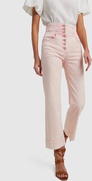 Ellis Exposed Button Trouser Jeans in Rose, Size 2