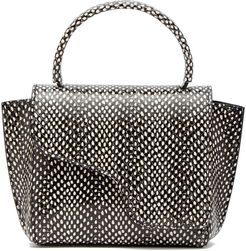 Montalcino Printed Snake Handbag in Black White Dot Printed Snake