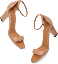 Anna Leather Sandals Heels in Nude, Size IT 36