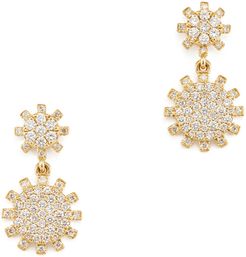 Sunflower Diamond Yellow Gold Hanging Earrings in Yellow Gold/White Diamonds