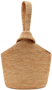 Pull-Through Straw Tote Bag in Beige