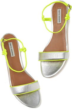Bungee Flat Sandals in Silver/Yellow, Size IT 36