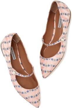 Hermione Pearl Flat Shoe in Pearl Pink Floral, Size IT 36