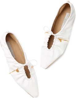 Pointy Toe Flats with Laces in White, Size IT 36