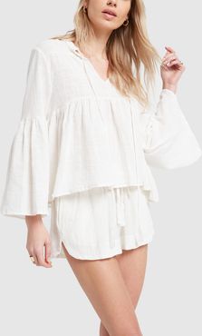 Tash Shorts in White Cotton Gauze, X-Small