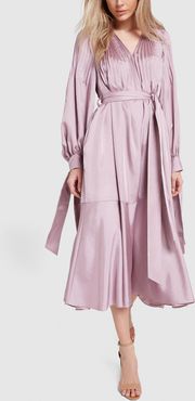 Mendini Twill Edwardian Dress in Lavender Grey, Size 0