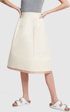 White A-Line Skirt in Antique White + Rose Powder, Size IT 38