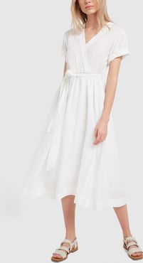 Winslow Cotton Wrap Dress in White, X-Small