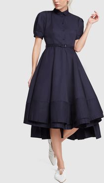 Sateen Blue Dress in Black, X-Small