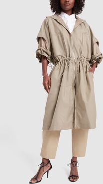 Caban Washed Cotton Khaki Coat in Light Khaki, Size IT 40