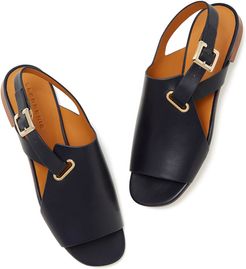 Ada Navy Leather Sandals, Size IT 36
