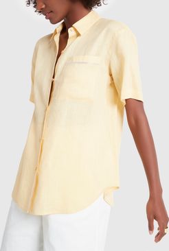 Justice Linen Blouse in Beige, X-Small