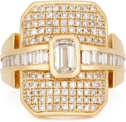 Mixed Diamond Buckle Ring in Yellow Gold/White Diamond, Size 3