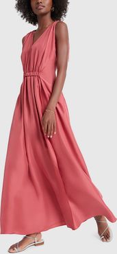 Felicienne Dress in Raspberry Silk Habotai, Size UK 6