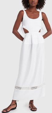 Voyage Scoop Neck Peplum Dress in White, Size UK 6