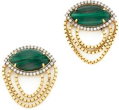 Axl Marquise Fringe Earrings in Yellow Gold/Green Malachite