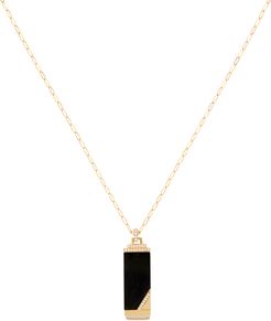 Plain Gemstone Tablet Necklace in Yellow Gold/Black/White