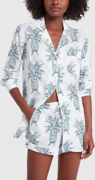 Signature Printed Pajama Set in Howie - White & Green, X-Small