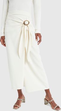 Sasha Belted Wrap Skirt in Crème, X-Small