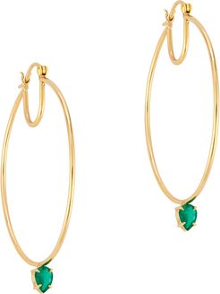 40Mm Hoops with Emerald Drop Earring in Yellow Gold/Emerald