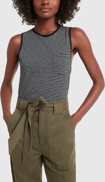 Stripe Jersey Tank in Black/Heather Grey, X-Small