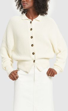 Moving Rib Cardi in Off White, X-Small