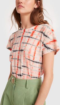 Short-Sleeve Tie-Dye Cotton Tee in Peach/Orange, X-Small