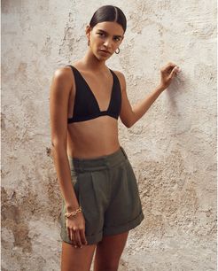 Marty High-Waisted Shorts in Army Green, Size 0