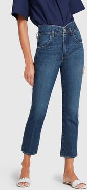 Tulip Jeans High-Rise Slim-Fit Jeans in Dark Vintage, Size 24