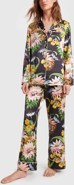 Lila Tropicana Silk Long-Sleeve Pajama Set, Size 1