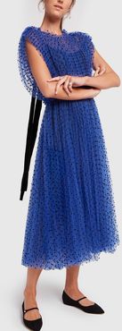 Alix Dress in Blue Flocked Black, Size 2