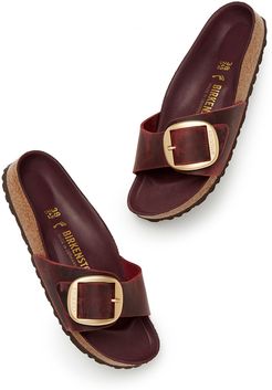 Madrid Big Buckle Sandal in Zinfandeal Oiled Leather, Size IT 36