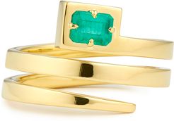 Coil Ring with Emerald in Yellow Gold/Emerald, Size 5