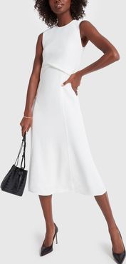 Sleeveless Drape Flare Midi Dress in White, Size UK 6
