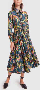 Windy Flowers Shirt-Dress in Windy Flowers Blu, X-Small